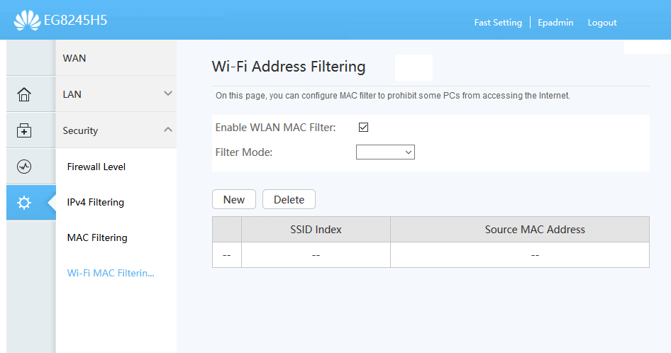 Contoh Router WiFi Memblokir Perangkat