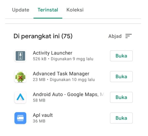 Contoh Daftar Aplikasi di Playstore