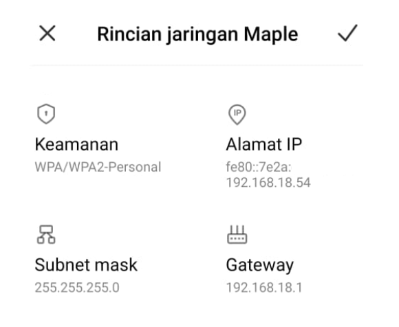 Contoh IP WiFi Aktif di HP