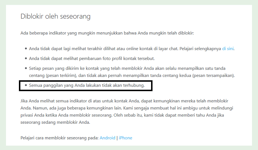 Contoh Blokir Panggilan