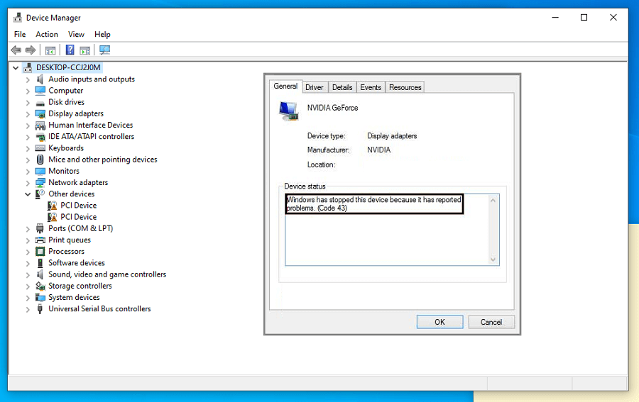 Contoh Kode Error Device Manager