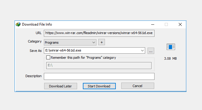 Contoh Installer Winrar di Windows