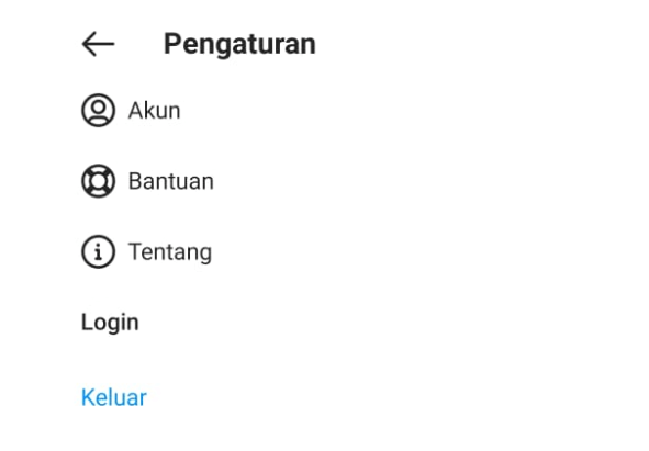 Menu Logout di Aplikasi IG