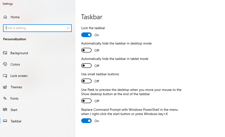 Setting Taskbar Windows