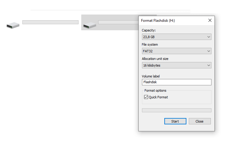 Contoh Format Drive Flashdisk