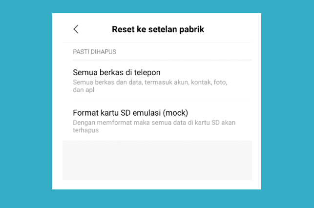 Contoh Reset HP ke Pabrik