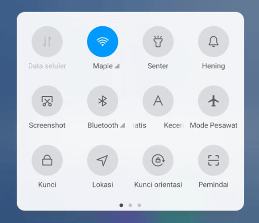 Opsi Senter di Panel HP Android