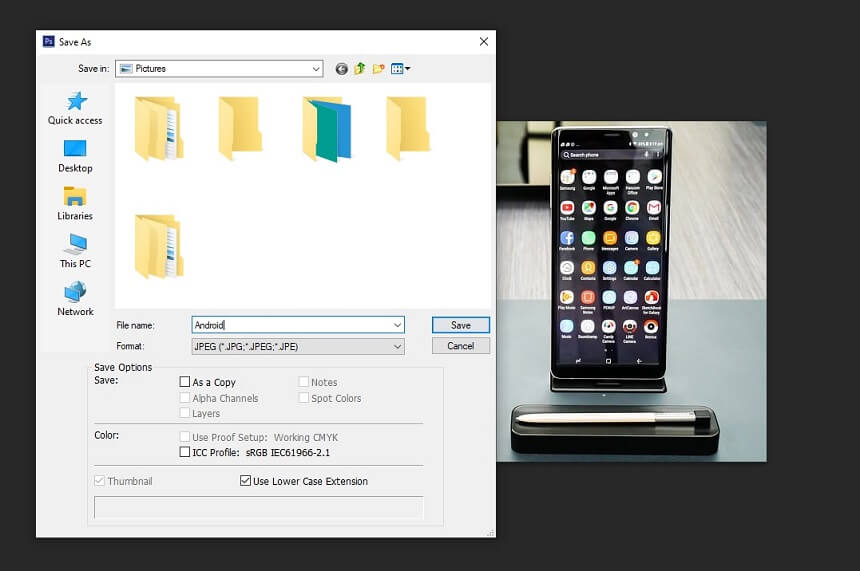 Contoh Simpan Format Gambar di Photoshop