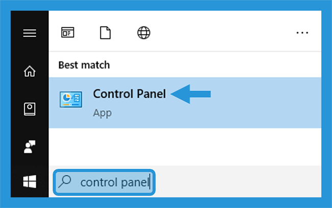 Control Panel di Pencarian Windows