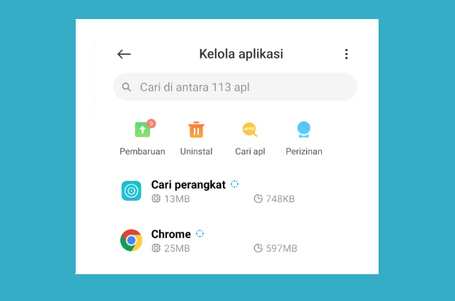 Menu Uninstall Aplikasi HP