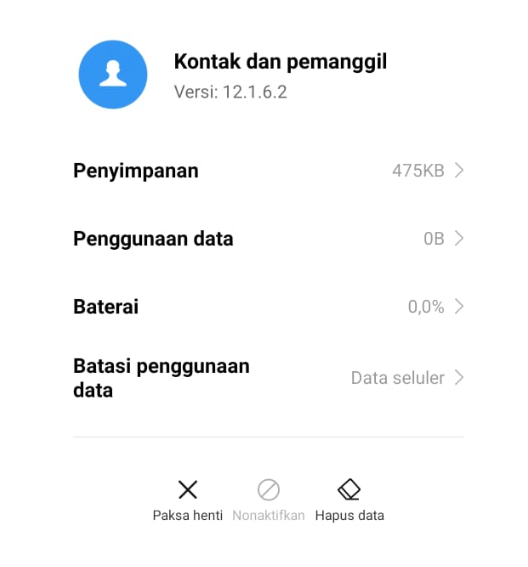 Hapus Data Aplikasi Kontak