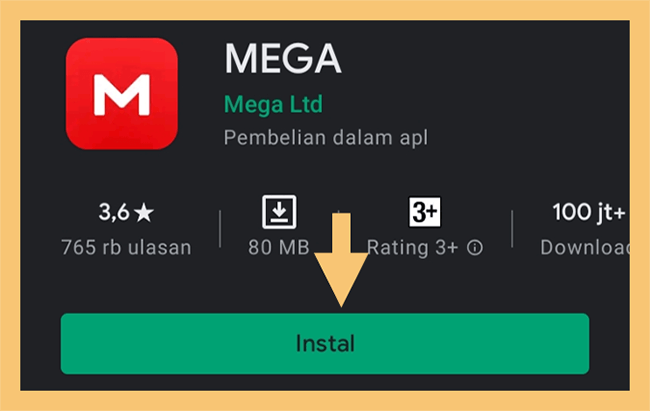 Memasang Aplikasi Mega di Android