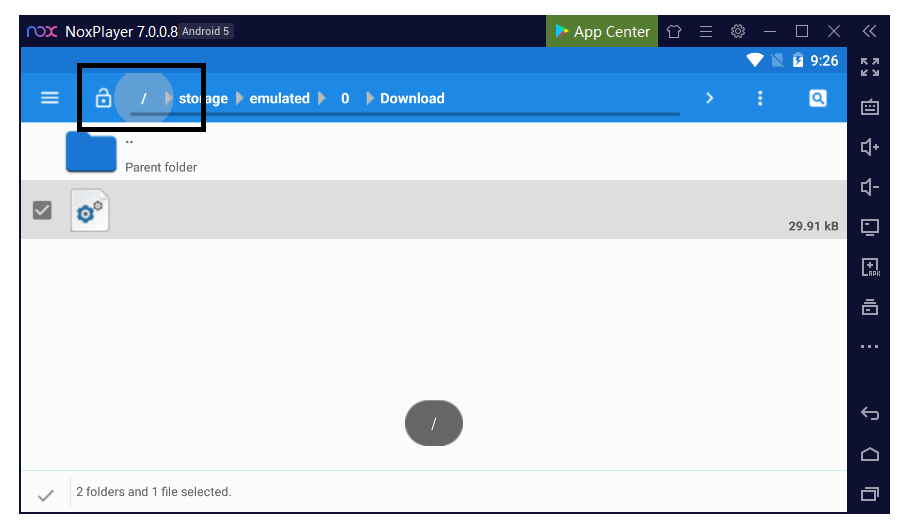 Contoh File di Nox yang Ingin Disalin