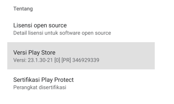 Ketuk Opsi Playstore Version