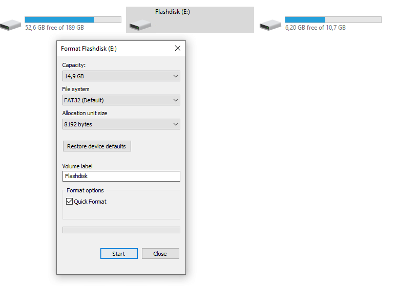Opsi Start Format
