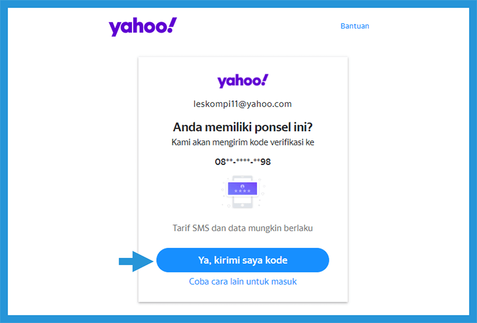 Minta Kode Verifikasi Email Yahoo