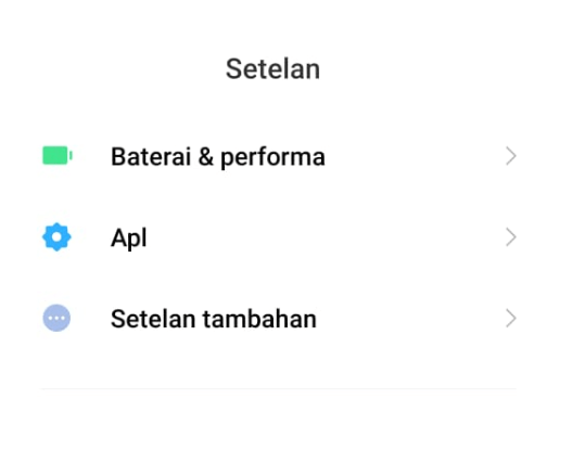 Menu Aplikasi HP