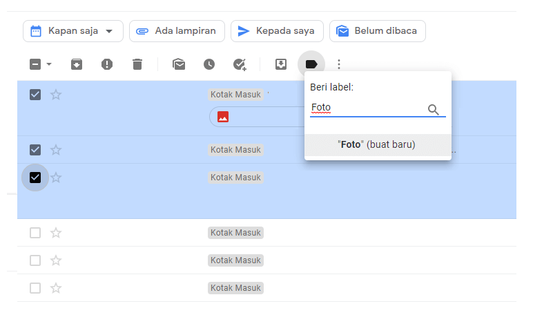 Menu Buat Label Baru di Email