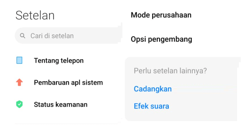 Pengaturan Cadangkan HP