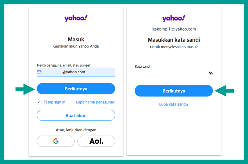 Halaman Login Akun Yahoo