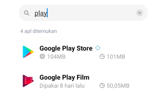 Cari Playstore di Setelan