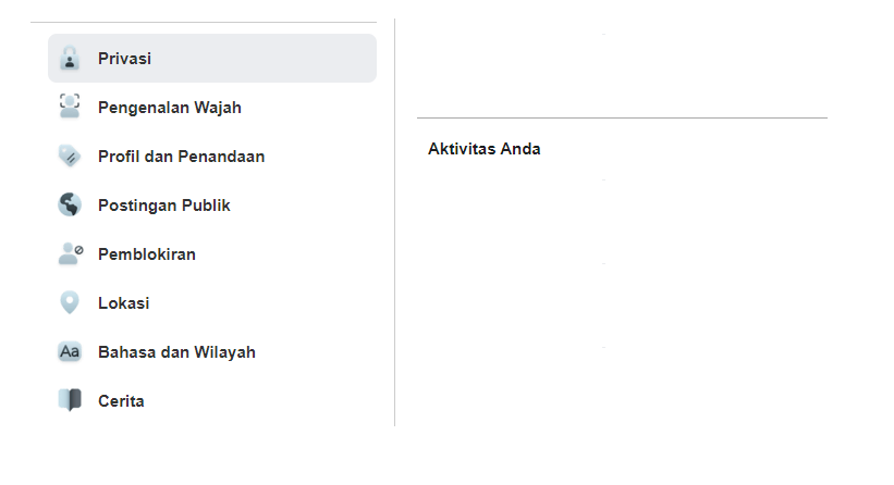 Menu Privasi Facebook