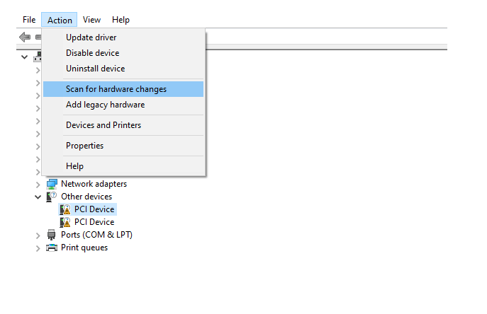Melakukan Scan Hardware Changes