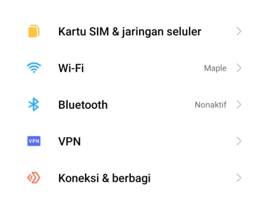 Contoh Menu WiFi di Setelan Android