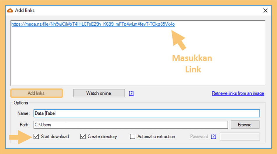 Opsi Add Link Mega
