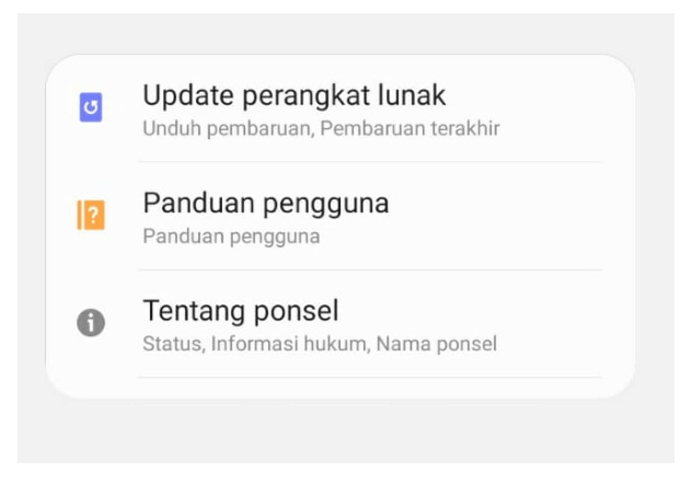 Menu About Phone di Setelan