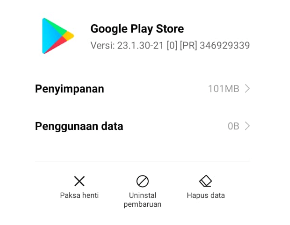 Opsi Copot Pemasangan Playstore