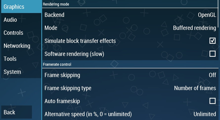Setting Rendering PPSSPP