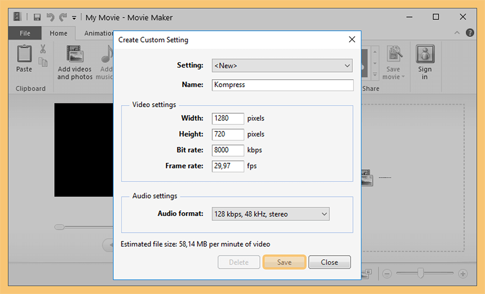 Mengatur Custom Setting di Movie Maker