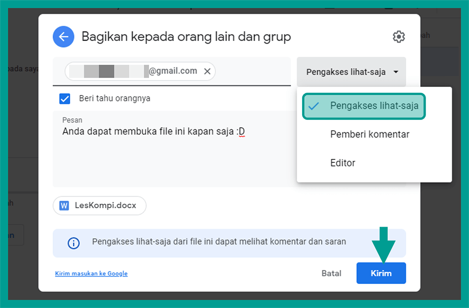 Mengatur Izin Akses File Drive