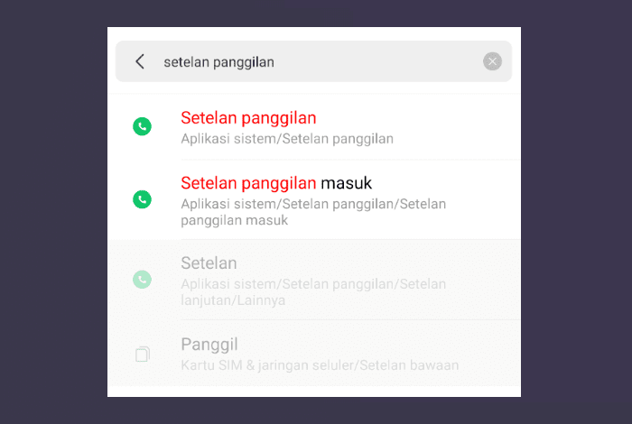 Cari Menu Setelan Panggilan di Setting HP