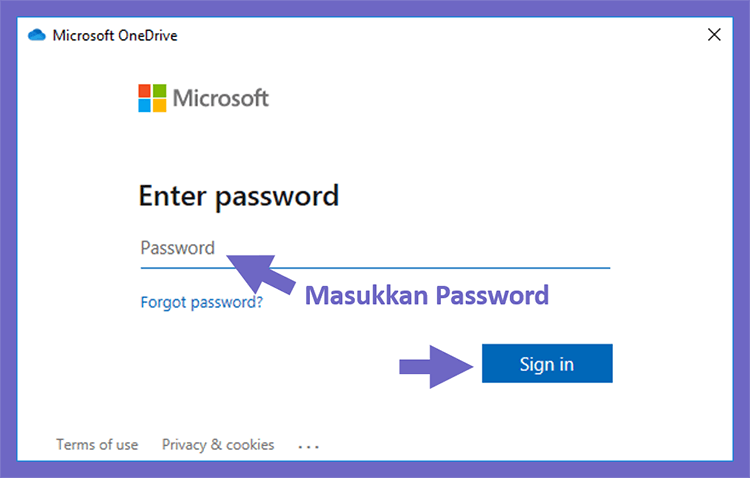 Contoh Masuk ke Akun Microsoft OneDrive