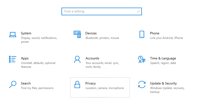 Pilih Menu Privacy di Pengaturan