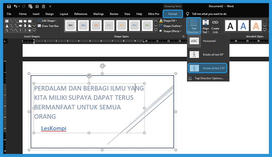 Contoh Menu Text Direction