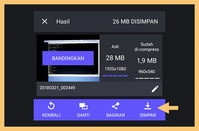 Simpan Hasilnya di Video Panda Compressor