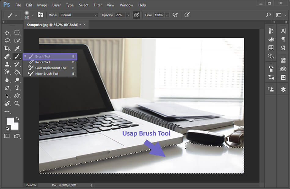 Contoh Aktifkan Brush Tool di Photoshop