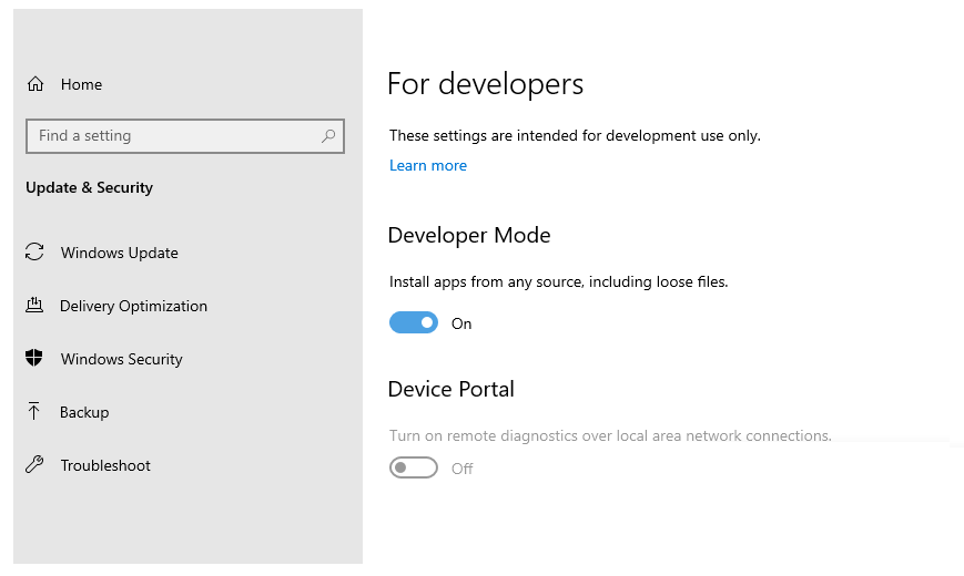 Mengaktifkan Mode Developer Windows