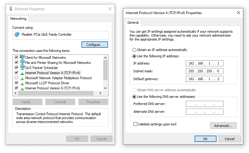 Setting IP di Komputer Pertama Untuk Sharing Data