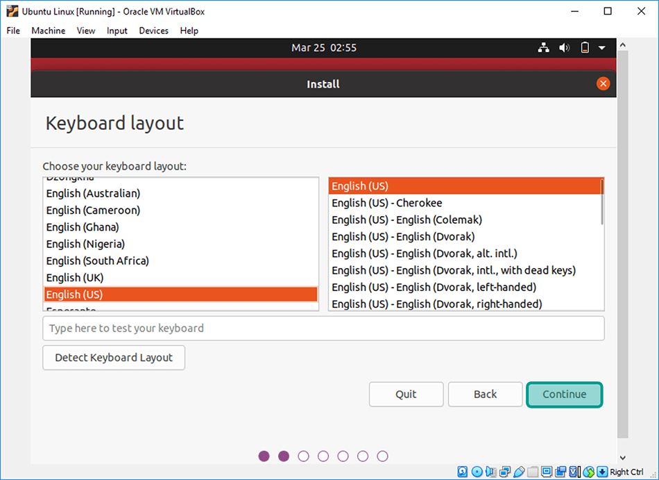 Pilih Keyboard Layout English