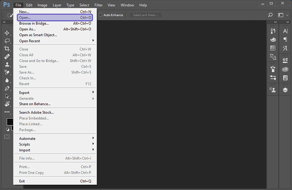 Buka Foto Baru di Photoshop