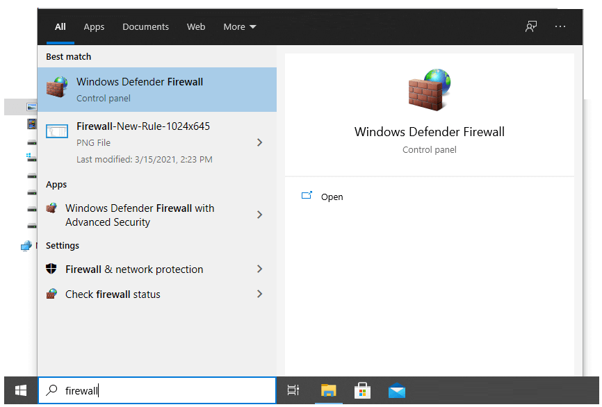 Buka Aplikasi Firewall di Windows