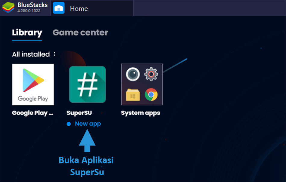 Contoh Buka SuperSu di BlueStack