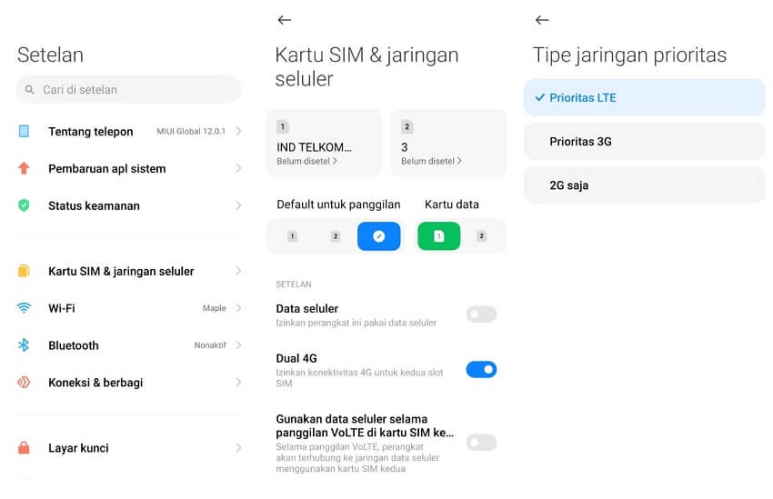 Melihat 4G di Setelan HP