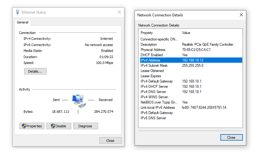 Contoh IP Address Router di Ethernet