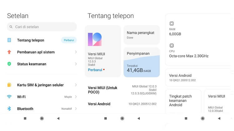 Cek Spek HP Lewat About Android