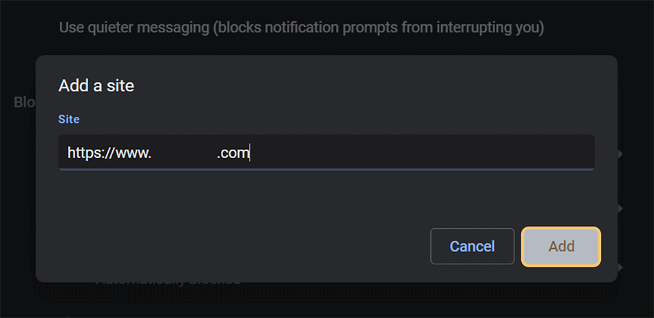 Contoh Blokir Notifikasi Situs Tertentu di Chrome